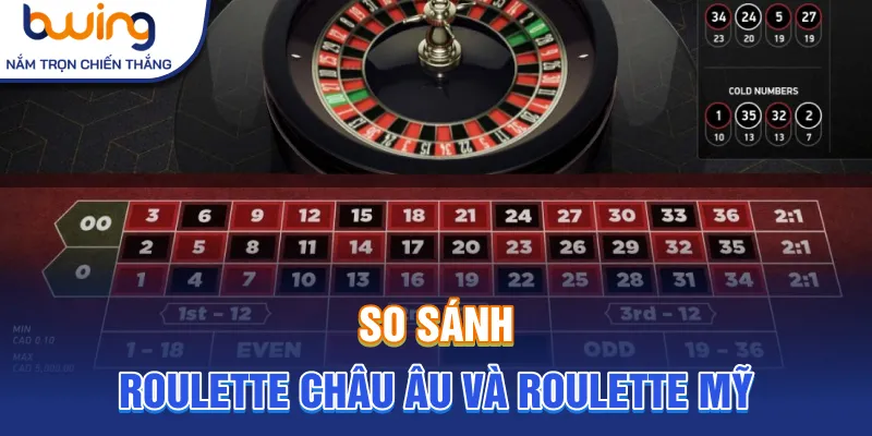So sánh Roulette châu Âu và Roulette Mỹ